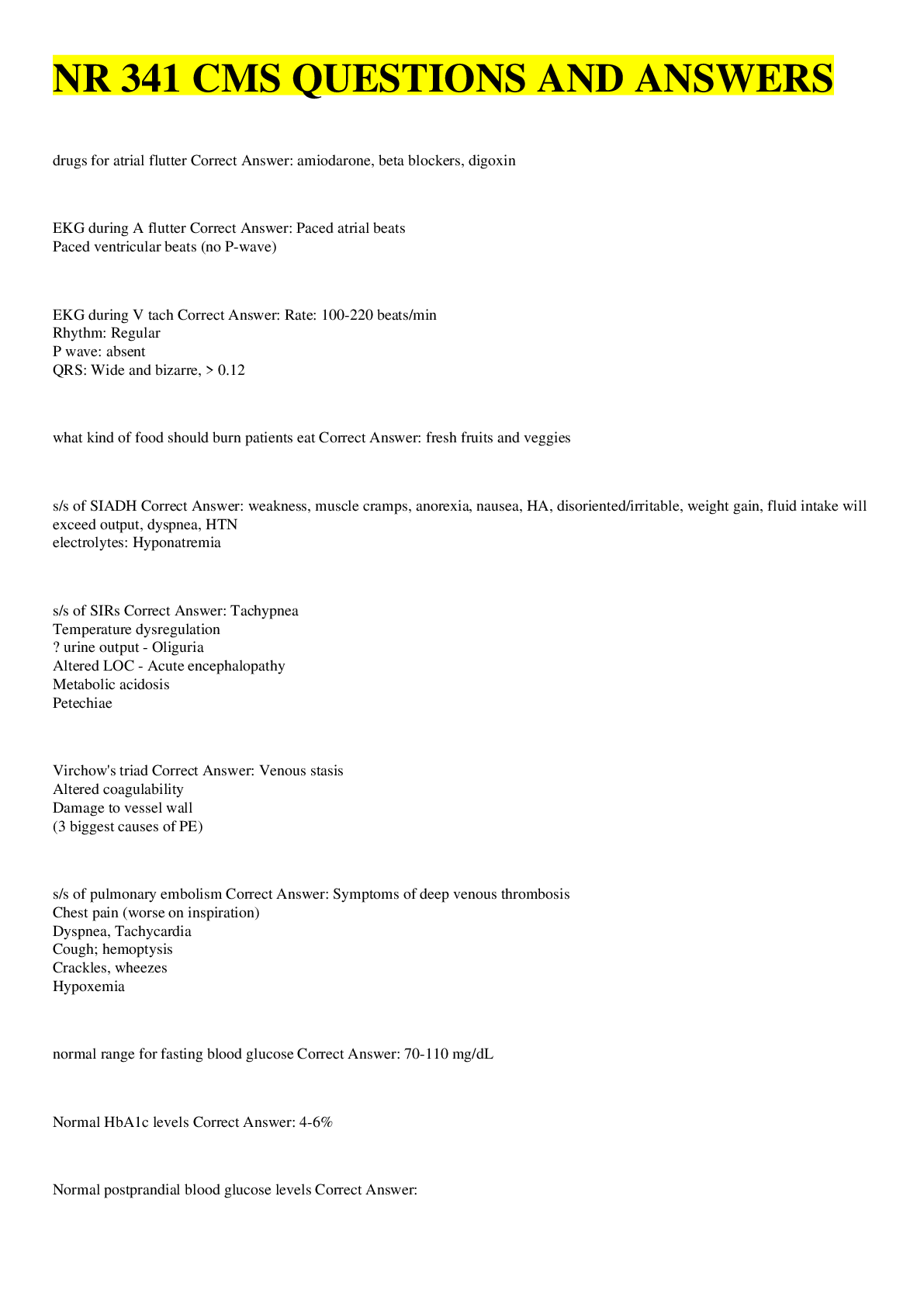 Preview image of NR 341 CMS QUESTIONS AND ANSWERS document